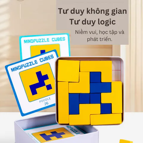 Bộ Xếp Hình Thông Minh Gỗ Toti - Đồ Chơi Trí Tuệ Phát Triển Tư Duy Logic Cho Bé - Hộp Thiếc Sang Trọng