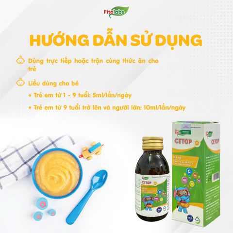 Vitamin Tổng Hợp Cho Bé Fitolabs CETOP - Tăng Cường Miễn Dịch và Hấp Thu Dinh Dưỡng - Lọ 100ml dành cho Trẻ từ 1 tuổi