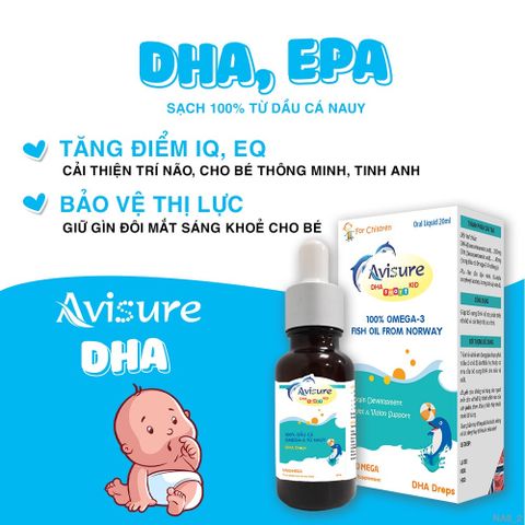 Combo Vitamin cho Bé Avisure D3MK7 và DHA Smart Kid - Hỗ Trợ Phát Triển Chiều Cao, Thông Minh, Mắt Sáng 40ml