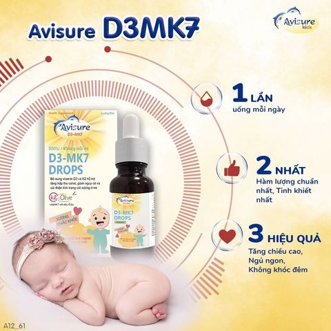 Combo Vitamin cho Bé Avisure D3MK7 và DHA Smart Kid - Hỗ Trợ Phát Triển Chiều Cao, Thông Minh, Mắt Sáng 40ml