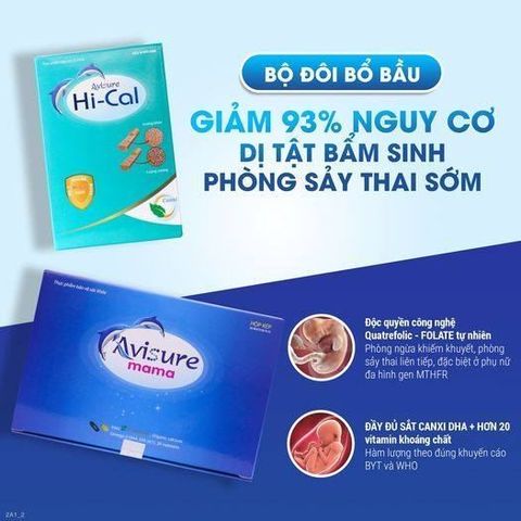Combo Sắt Canxi DHA Vitamin Avisure Mama và Hical cho Bà Bầu - Hỗ Trợ Sức Khỏe Mẹ và Bé, 120 Viên
