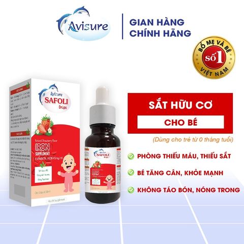 Combo Avisure D3MK7 và Safoli - Bổ sung Vitamin D3 & Sắt Hữu Cơ Cho Bé Tăng Cân, Tăng Chiều Cao 20ml