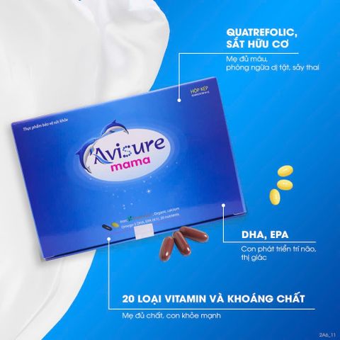 Vitamin cho bà bầu Avisure Mama - Bổ sung đầy đủ sắt, DHA, vitamin, khoáng chất - Hộp 60 viên cho mẹ và thai nhi khỏe mạnh