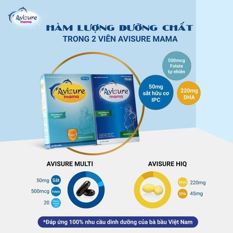 Vitamin cho bà bầu Avisure Mama - Bổ sung đầy đủ sắt, DHA, vitamin, khoáng chất - Hộp 60 viên cho mẹ và thai nhi khỏe mạnh