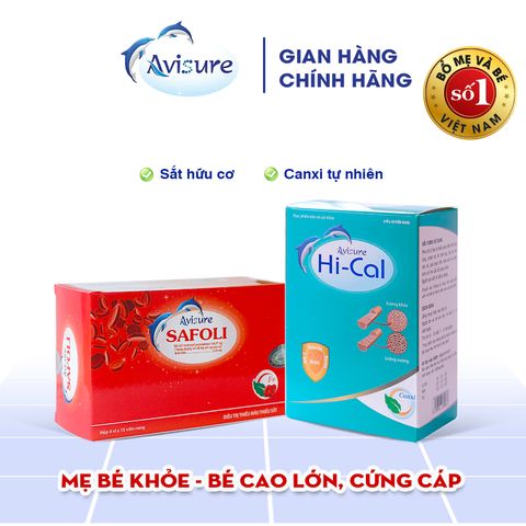 Sắt Hữu Cơ Avisure Safoli và Canxi Hical - Bổ Sung Sắt và Canxi Cho Phụ Nữ Mang Thai và Cho Con Bú, Hỗ Trợ Khỏe Mạnh mẹ và bé