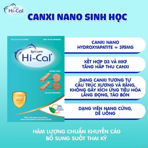 Canxi Hical Avisure cho bà bầu - Bổ sung Canxi và Vitamin D3 hỗ trợ phát triển xương chắc khỏe cho mẹ và bé