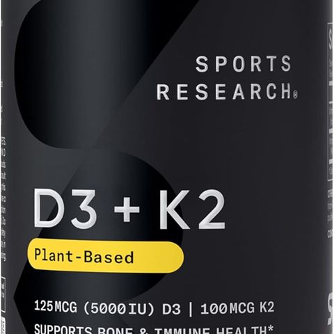 Viên Hỗ Trợ Xương Khớp Vitamin D3 + K2 Sports Research – 160 Viên Veggie Softgels, Hỗ Trợ Sức Khỏe Xương Khớp và Miễn Dịch