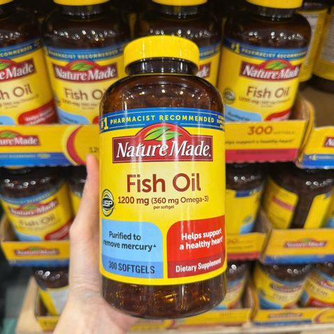 Dầu Cá Omega 3 Nature Made 1200mg - Hộp 300 Viên Giúp Sáng Mắt, Hỗ Trợ Tim Mạch và Tăng Cường Trí Não, Xuất Xứ Mỹ