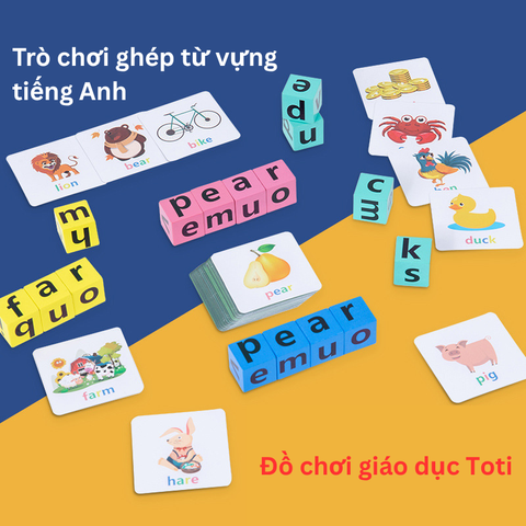 Trò Chơi Ghép Từ Vựng Tiếng Anh Cho Bé - Học Đánh Vần Qua Hình Ảnh Trực Quan, Tặng Kèm 1 Chuông Thú Vị