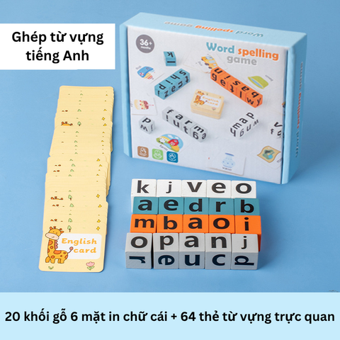Trò Chơi Ghép Từ Vựng Tiếng Anh Cho Bé - Học Đánh Vần Qua Hình Ảnh Trực Quan, Tặng Kèm 1 Chuông Thú Vị