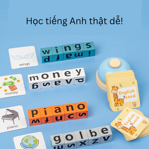 Trò Chơi Ghép Từ Vựng Tiếng Anh Cho Bé - Học Đánh Vần Qua Hình Ảnh Trực Quan, Tặng Kèm 1 Chuông Thú Vị