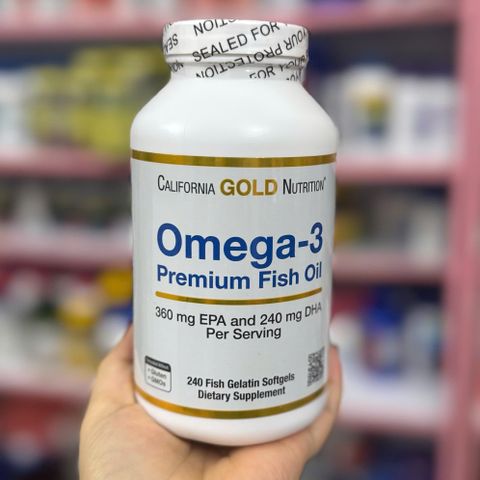 California Gold Nutrition Omega-3 Premium Fish Oil 240 viên - Bổ sung EPA & DHA Tốt cho Tim Mạch và Trí Não, 100% Hàng Mỹ