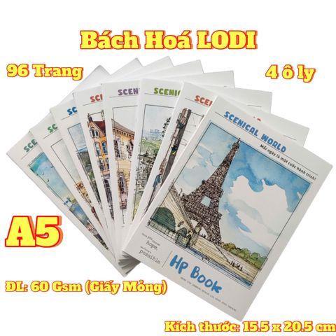 Lốc 5 Quyển Tập Vở Học Sinh 200 Trang 60gsm - 4 Ô Ly Caro Hiện Đại - Giấy Trắng Cao Cấp, Phù Hợp Bút Bi