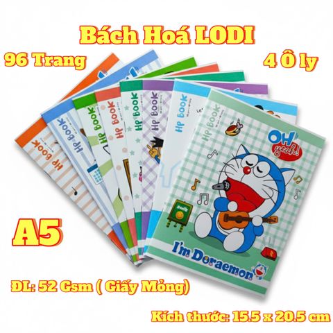 Tập Vở Học Sinh Kẻ Ngang 200 Trang - 52gsm Mỏng, Giấy Mịn, Lốc 5 Quyển - Dành Cho Học Tập và Làm Nháp