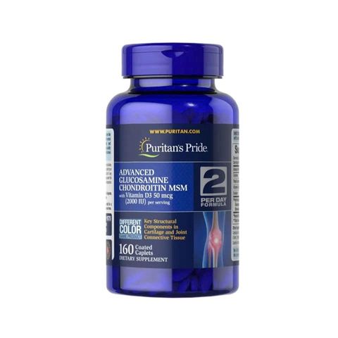 Viên uống bổ khớp Puritan’s Pride Advanced Glucosamine MSM & D3 160 viên hỗ trợ sức khỏe khớp tự nhiên tại Mỹ