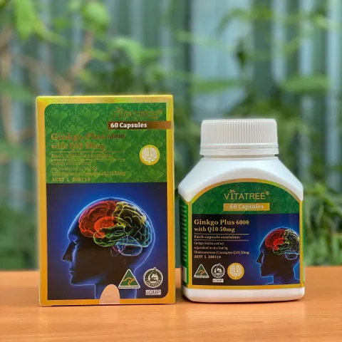 [SALE - CÒN 1] Viên uống bổ não Vitatree Ginkgo Plus 6000 with Q10 50mg hộp 60 viên