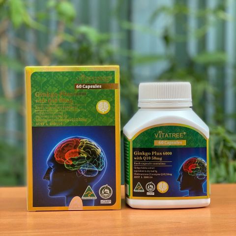 [CÒN 1] Viên uống bổ não Vitatree Ginkgo Plus 6000 with Q10 50mg hộp 60 viên