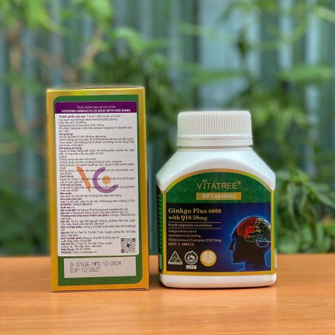 [CÒN 1] Viên uống bổ não Vitatree Ginkgo Plus 6000 with Q10 50mg hộp 60 viên