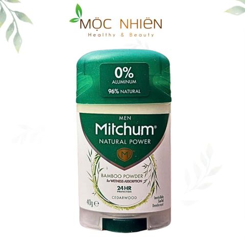 Lăn khử mùi Mitchum Men Natural Power 40g - Bảo vệ mồ hôi 24 giờ, thành phần thiên nhiên, dịu nhẹ cho da nhạy cảm