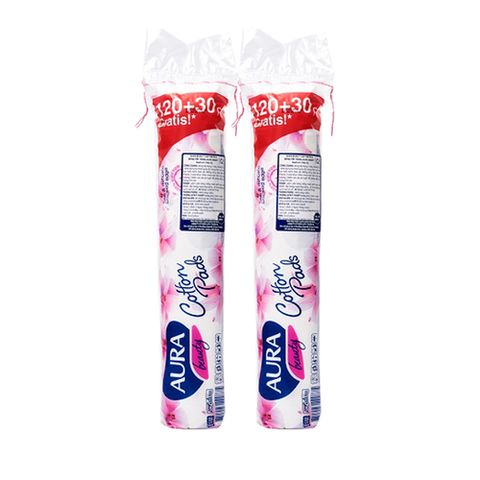 Combo 5 Gói Bông Tẩy Trang Aura Beauty 150 Miếng 100% Cotton Tự Nhiên - Giúp Tẩy Trang và Làm Sạch Da Mặt hiệu quả