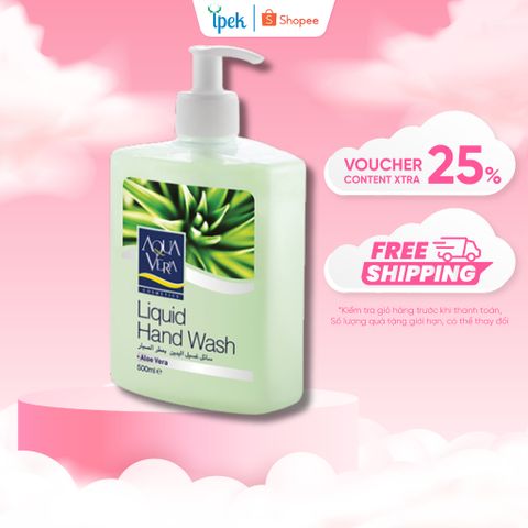 Nước Rửa Tay AquaVera 500ml Kháng Khuẩn Hương Lô Hội - Dưỡng Da Mềm Mại, Làm Sạch Dịu Nhẹ, Bảo Vệ Da Tự Nhiên