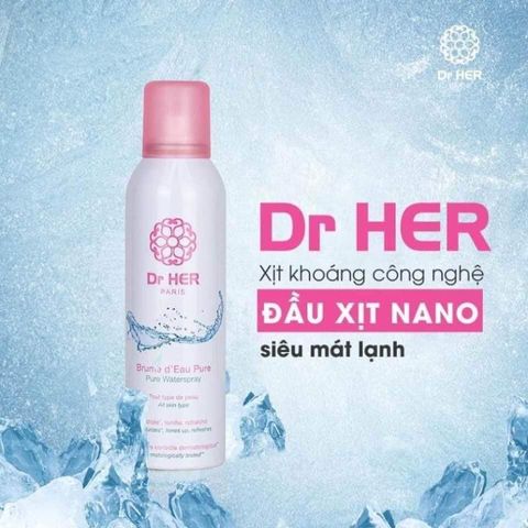 Xịt Khoáng Dr HER Paris 150ML - Chăm Sóc Da Mặt Từ Thiên Nhiên, Công Nghệ Đầu Xịt Nano Siêu Mát Lạnh