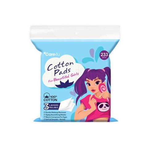 Bông đắp toner Care4u 3 lớp cotton mềm mịn thấm hút tốt, 233 miếng - Bông tẩy trang đa năng cho da nhạy cảm, ấn tượng với thiết kế trẻ trung