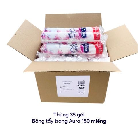 Combo 3 Bông Tẩy Trang Aura Beauty 120+30 Miếng 100% Cotton Thiên Nhiên - Tẩy Trang, Thấm Toner, Chăm Sóc Da Mềm Mại