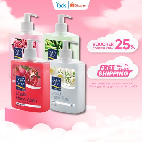 Combo 4 Nước Rửa Tay Dưỡng Da 500ML AquaVera Hương Hoa - Kháng Khuẩn, Làm Sạch, An Toàn Cho Da tay