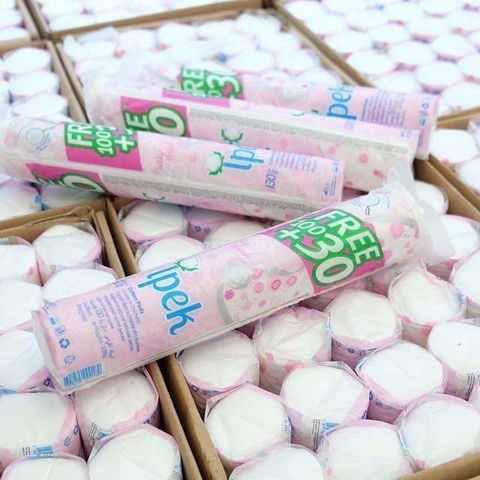 Bông Tẩy Trang Ipek Cotton Thổ Nhĩ Kỳ - Thùng 30 Gói, 150 Miếng, Siêu Mềm, An Toàn Cho Da Nhạy Cảm