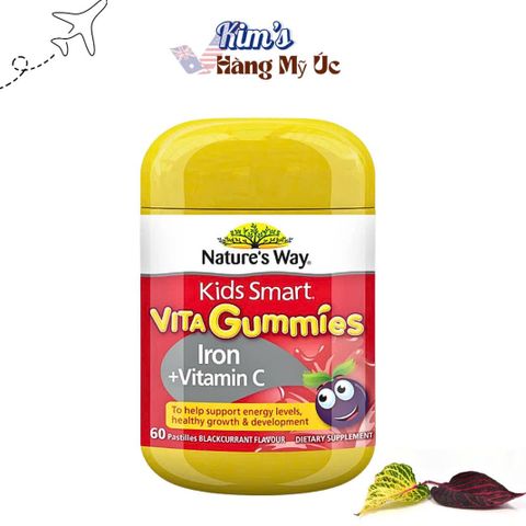 Kẹo Dẻo Bổ Sung Sắt và Vitamin C Nature's Way Kids Smart - Hỗ Trợ Tăng Cường Sức Đề Kháng cho Trẻ Em (60 Viên)