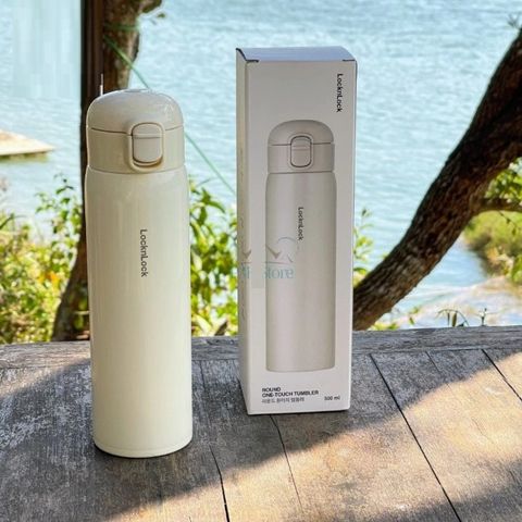 Bình Giữ Nhiệt LocknLock LHC3296 500ml - Thép Không Gỉ, Giữ Lạnh 23h, Giữ Nóng 9h, Thiết Kế Một Nút Bấm Thông Minh