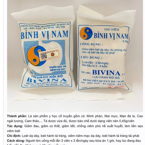 Bình Vị Nam VQY 354 - Hỗ Trợ Tiêu Hóa Cho Trẻ Em Và Người Lớn - Hộp 100 Viên Uống Giúp Cải Thiện Tiêu Hóa