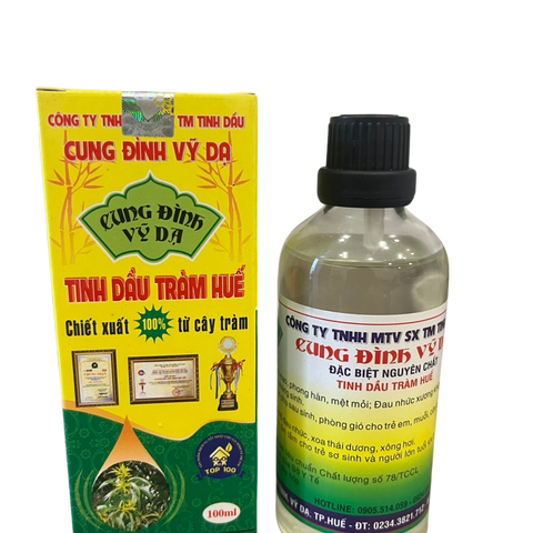 Dầu Tràm Nguyên Chất Huế Cung Đình Vỹ Dạ 100ml - Tinh Dầu Giữ Ấm, Đuổi Muỗi Cho Mẹ Và Bé,Trẻ Sơ Sinh