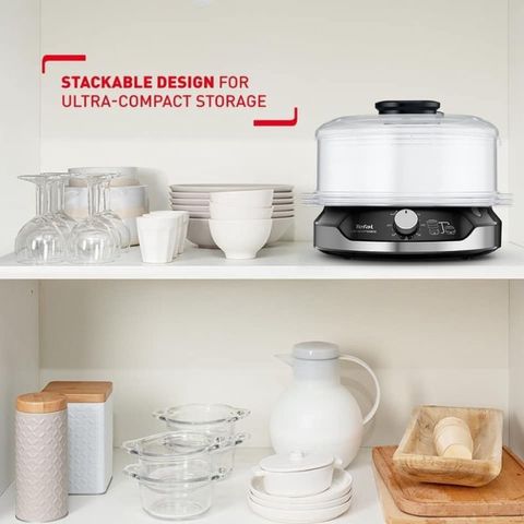 Nồi Hấp Điện Tefal Ultra Compact VC2048 - 3 Tầng 9L BPA Free, Giữ Dinh Dưỡng, Hấp Nhanh, Nhập Khẩu Đức, Bảo Hành 12 Tháng