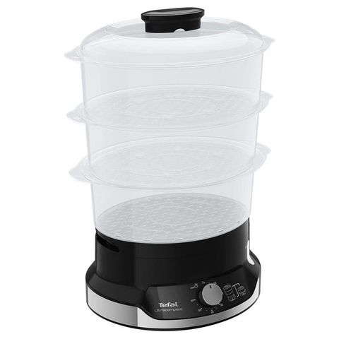 Nồi Hấp Điện Tefal Ultra Compact VC2048 - 3 Tầng 9L BPA Free, Giữ Dinh Dưỡng, Hấp Nhanh, Nhập Khẩu Đức, Bảo Hành 12 Tháng