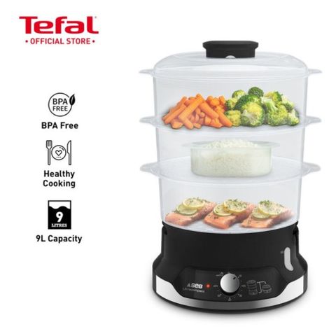 Nồi Hấp Điện Tefal Ultra Compact VC2048 - 3 Tầng 9L BPA Free, Giữ Dinh Dưỡng, Hấp Nhanh, Nhập Khẩu Đức, Bảo Hành 12 Tháng