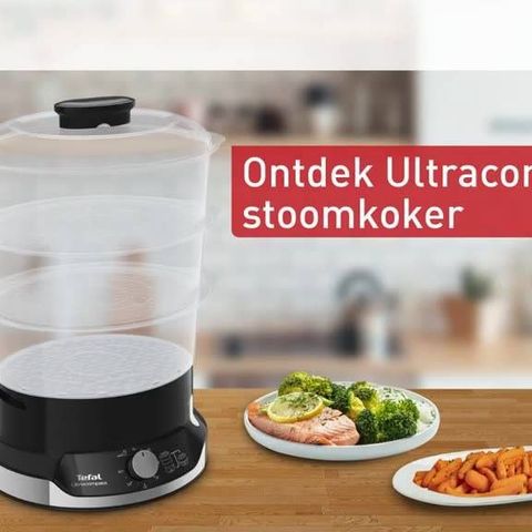 Nồi Hấp Điện Tefal Ultra Compact VC2048 - 3 Tầng 9L BPA Free, Giữ Dinh Dưỡng, Hấp Nhanh, Nhập Khẩu Đức, Bảo Hành 12 Tháng