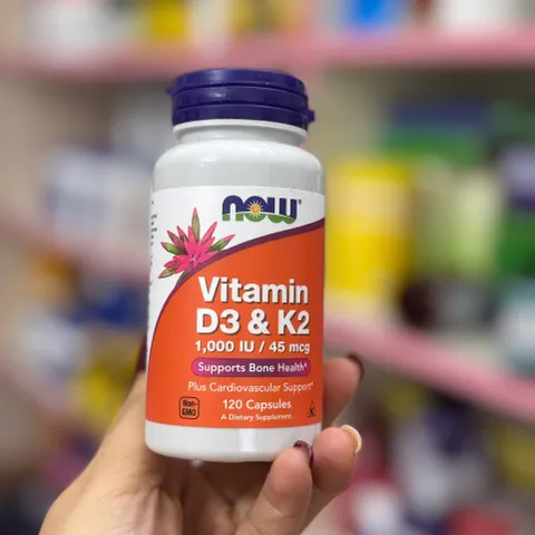 Viên uống NOW Vitamin D3 K2 1000 IU – Hỗ trợ xương khớp, tim mạch và tăng cường miễn dịch, Non-GMO, dễ nuốt, hàng Mỹ