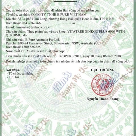 [CÒN 1] Viên uống bổ não Vitatree Ginkgo Plus 6000 with Q10 50mg hộp 60 viên 277792