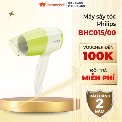 Máy Sấy Tóc Philips BHC015 - 1200W Gập Gọn, Công Nghệ ThermoProtect, 3 Chế Độ Sấy, Bảo Hành 2 Năm Chính Hãng