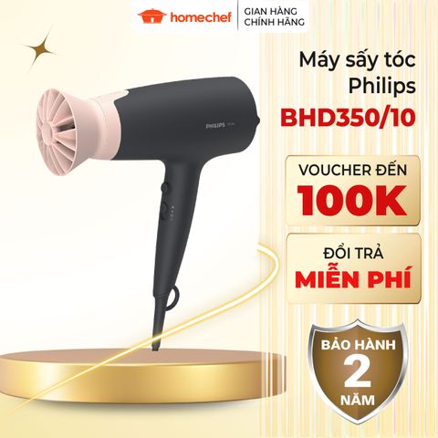 Máy Sấy Tóc Philips BHD350 - 2100W, 6 Chế Độ, Sấy Ion Chăm Sóc Tóc Mềm Mượt, Thiết Kế Hiện Đại Tại Nhà và Salon