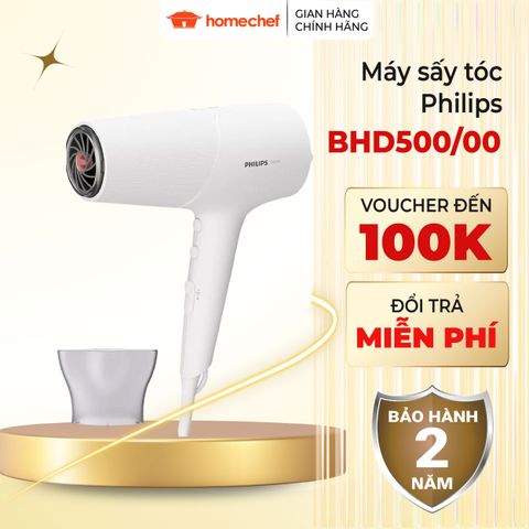 Máy Sấy Tóc Philips BHD500 2100W - Công Nghệ ThermoShield, Ion Gấp 2, 6 Chế Độ Nhiệt & Tốc Độ, Nút Cool Shot, Bảo Hành 2 Năm