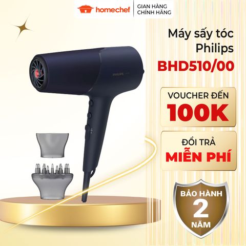 Máy Sấy Tóc Philips BHD510 2300W - Công Nghệ ThermoShield, Sấy Nhanh, Giảm Tổn Hại, 6 Chế Độ Nhiệt và Tóc Bóng Mượt