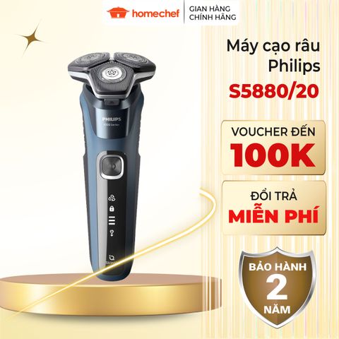 Máy Cạo Râu Philips S5880/20 SkinIQ - Cạo Khô & Ướt, Đầu Cạo Linh Hoạt 360 Độ, Tích Hợp Đầu Tỉa Tóc Mai, Công Nghệ SteelPrecision