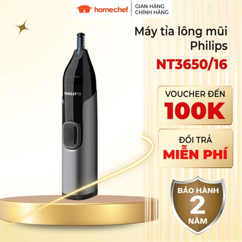 Máy tỉa lông mũi, tai, lông mày Philips NT3650 - Công nghệ PrecisionTrim, chống nước, dễ vệ sinh, sử dụng pin AA tiện lợi
