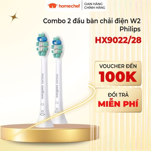 Đầu bàn chải Philips Sonicare C2 Optimal Plaque Defence - Gói 2 cái, làm sạch mảng bám hiệu quả, tương thích nhiều mẫu bàn chải