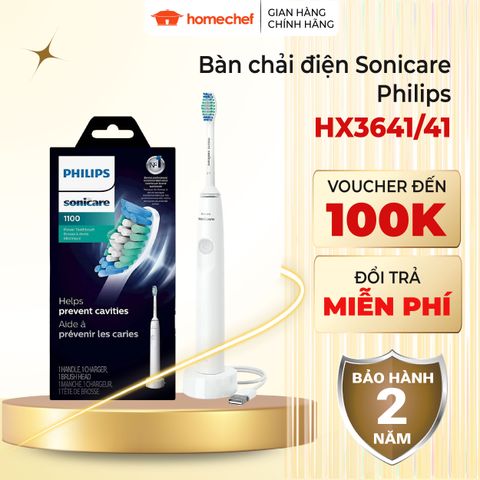 Bàn chải điện Philips Sonic HX3641/41 - Làm sạch răng vượt trội, bảo vệ nướu, thiết kế tiện lợi, bảo hành 2 năm - Hàng chính hãng