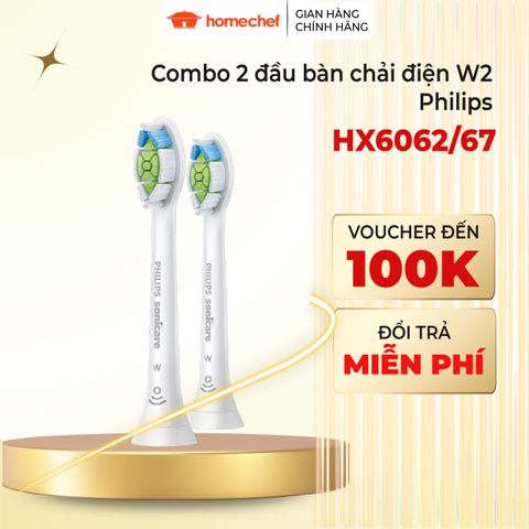 Bộ 2 đầu bàn chải Philips Sonicare W2 Optimal White HX6062/67 - Thay thế cho máy đánh răng điện, làm trắng răng hiệu quả