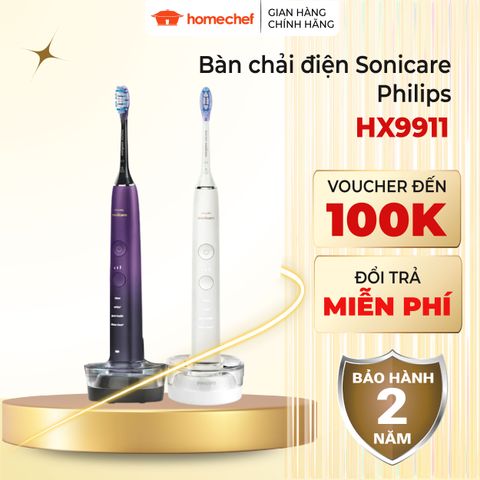 Bàn Chải Điện Philips Sonicare HX9911 Tím - Công Nghệ Sóng Âm & 4 Chế Độ Chăm Sóc Răng Miệng, Giúp Nướu Khỏe Mạnh Và Làm Sạch Sâu